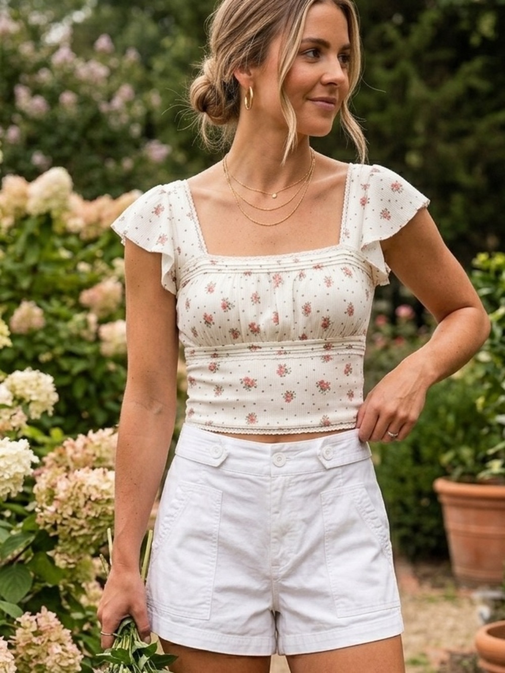 Maeve by Anthropologie Utility Classic Linen Blend White Summer Shorts Size 12